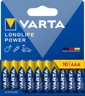 Pack of 10 Varta Longlife Power Batteries Ministilo AAA - VARTA IBT-KVT-LR03LLP10P