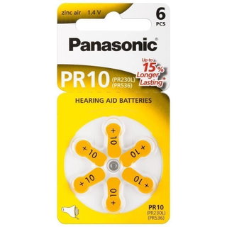Button Batteries for Hearing Aids PR10 PR230L PR536, 6pcs - Panasonic IBT-PAC-V10
