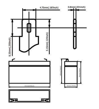 Batteria Ricaricabile 6V 12Ah Ultracell UL12-6 Faston 187 4.8 mm - IBT-PS-UL126