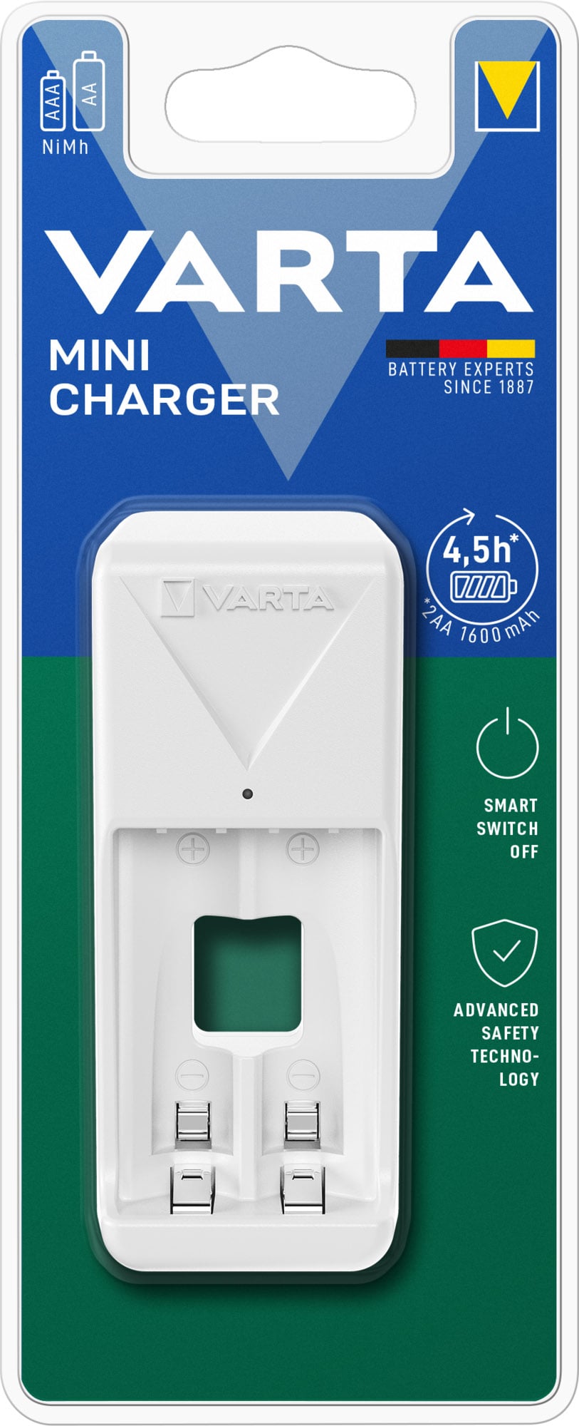 Caricabatterie Mini Charger per 2 Pile Stilo Ministilo AA/AAA - Varta IBT-VCMIN2