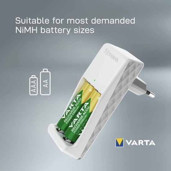 Caricabatterie Mini Charger per 2 Pile Stilo Ministilo AA/AAA - Varta IBT-VCMIN2
