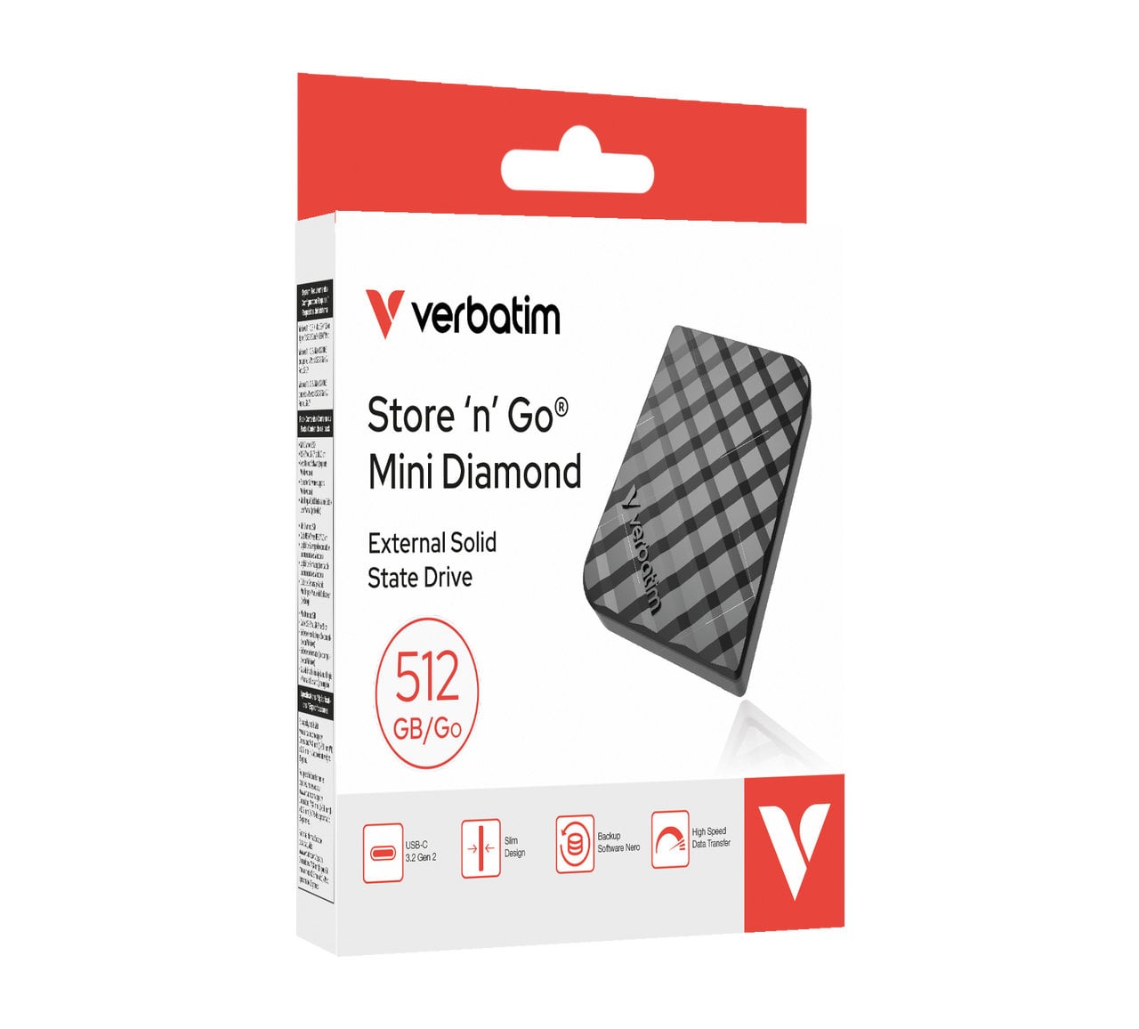 SSD Portatile Store'n'Go Mini Diamond USB-C™ 3.2 GEN 2, 512 GB, Nero - Verbatim IC-32024