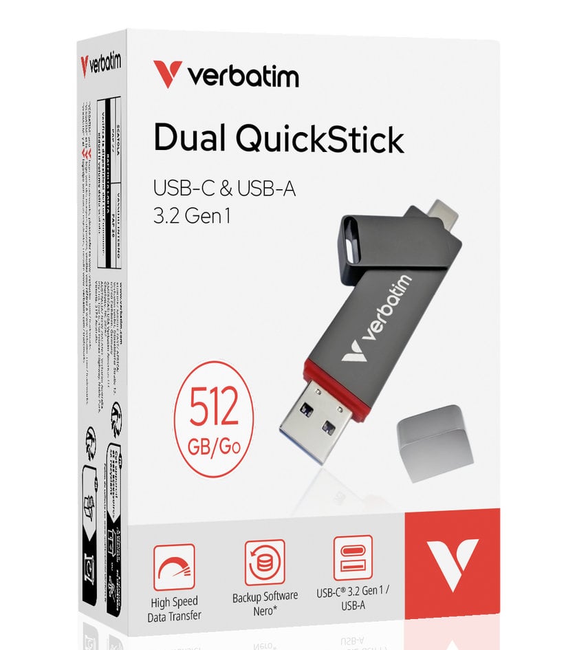 Memoria Dual USB-C/A 512 GB 3.2 Gen 1, Colore Grigio - Verbatim IC-32042