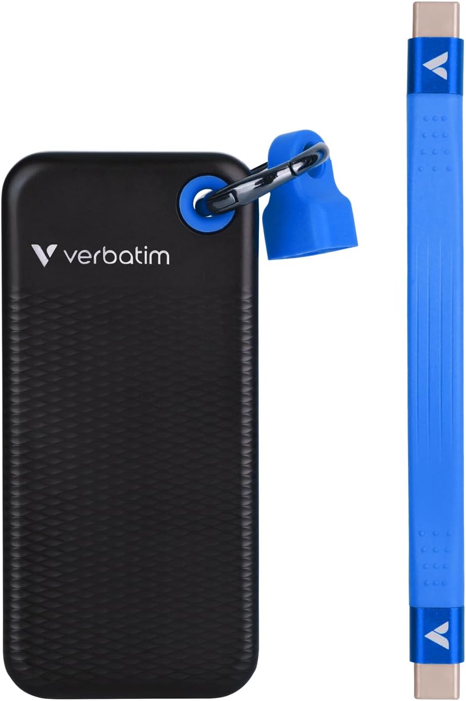 Pocket SSD Portachiavi con Attacco per Cavo USB-C™ 1TB Nero Blu - Verbatim IC-32191