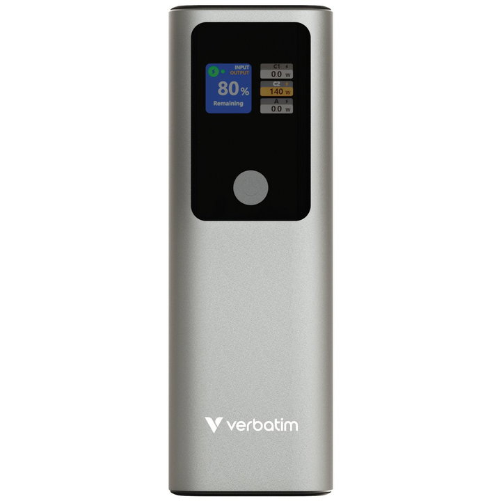 Power Bank 27000mAh 1x USB-A 2x USB-C with TFT Display, PD 3.1 140W - Verbatim IC-32269