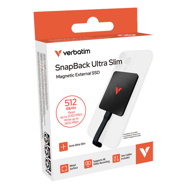 SSD Portatile SnapBack Ultra Slim USB-C™ 3.2 GEN 2x2 512 GB Nero - Verbatim IC-32335