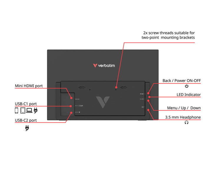 Portable Monitor 15,6" Full HD 1080p Light Series - Verbatim IC-32401