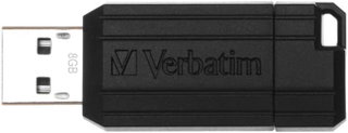 USB 2.0 PinStripe 8GB Black Flash Drive - Verbatim IC-49062
