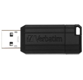 USB 2.0 PinStripe 16GB Black Flash Drive - Verbatim IC-49063