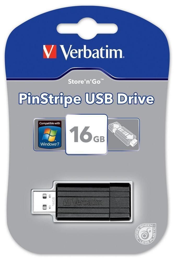 Memoria USB 2.0 PinStripe da 16Gb Colore Nero - Verbatim IC-49063