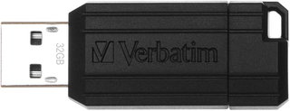 USB 2.0 PinStripe 32GB Black Flash Drive - Verbatim IC-49064
