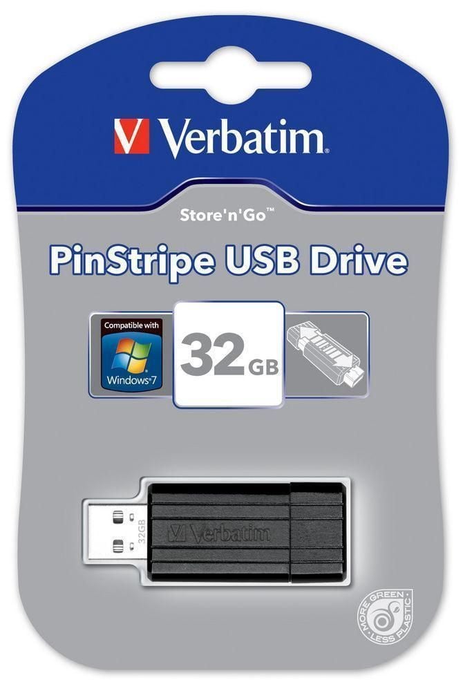 Memoria USB 2.0 PinStripe da 32Gb Colore Nero - Verbatim IC-49064