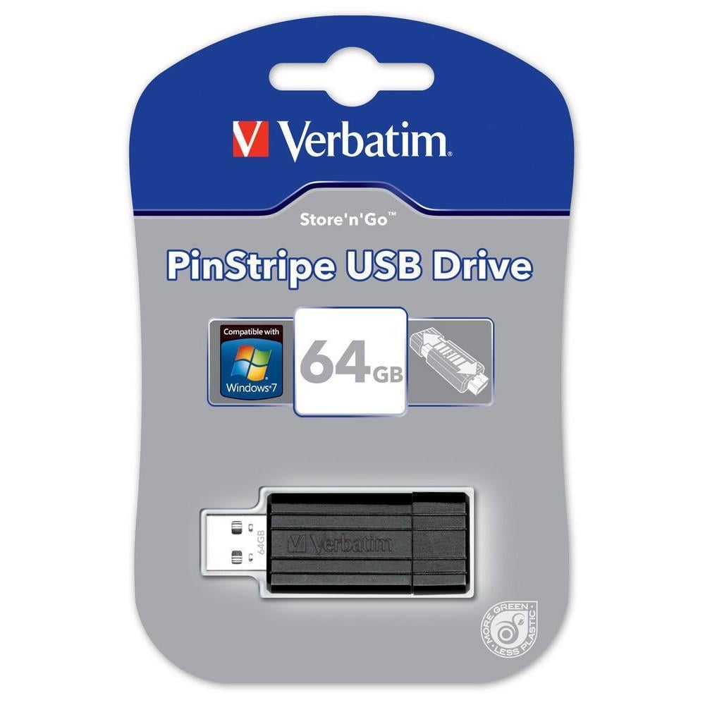 Memoria USB 2.0 PinStripe da 64Gb Colore Nero - Verbatim IC-49065