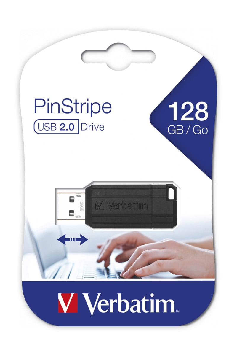 Memoria USB 2.0 PinStripe da 128Gb Colore Nero - Verbatim IC-49071