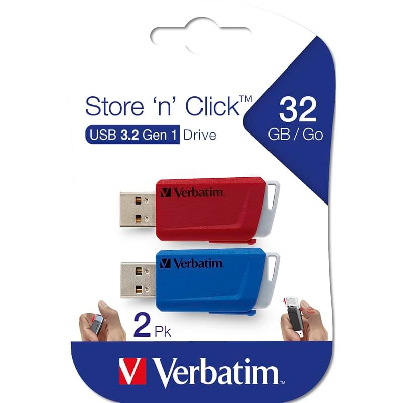 Due Chiavette Store 'n' Click 32GB Rosso e Blu - Verbatim IC-49308