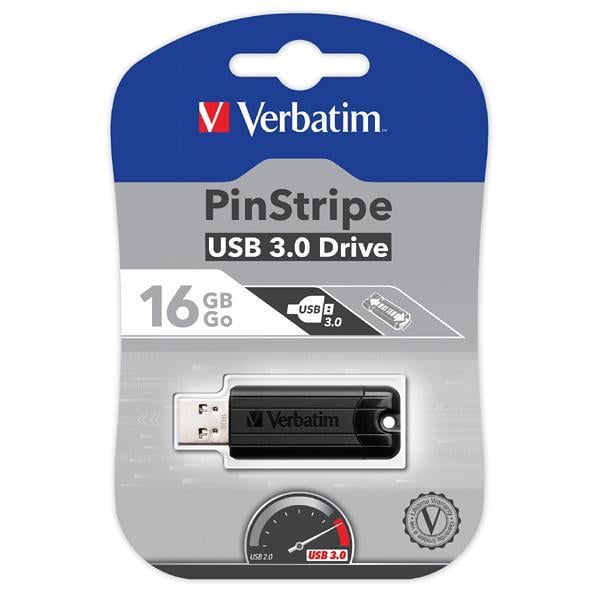 Memoria USB 3.0 PinStripe da 16Gb Colore Nero - Verbatim IC-49316