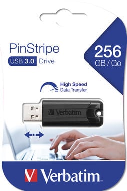 Memoria USB 3.0 PinStripe da 256Gb Colore Nero - Verbatim IC-49320