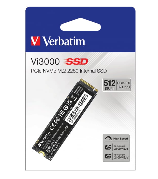 Disco a Stato Solido Vi3000 PCIe NVMe M.2 512GB - Verbatim IC-49374