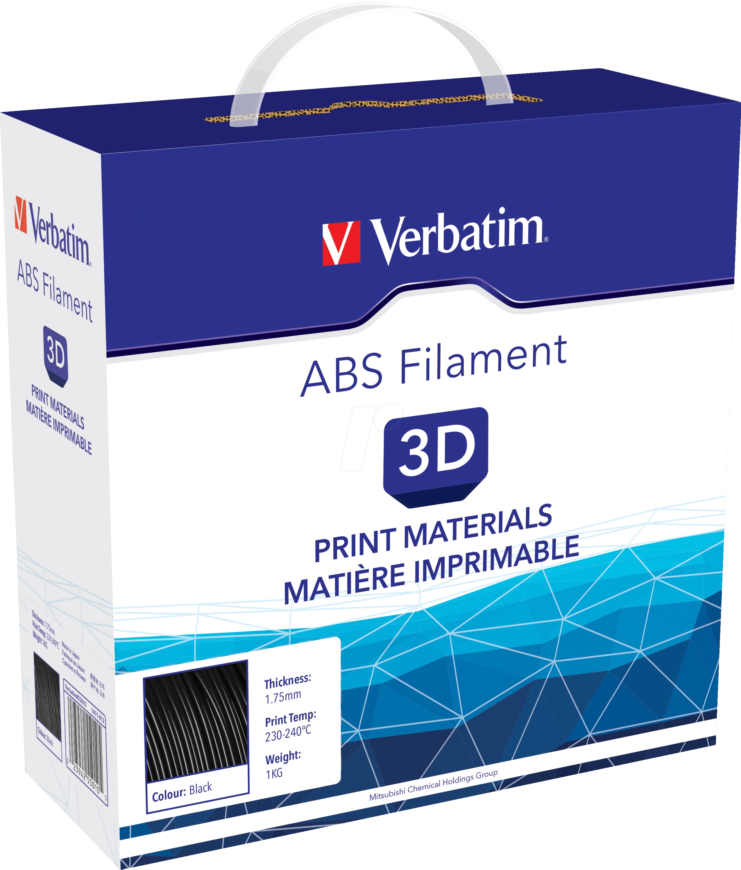Filamento ABS Stampa 3D 1.75mm 1kg Nero - Verbatim IC-55026