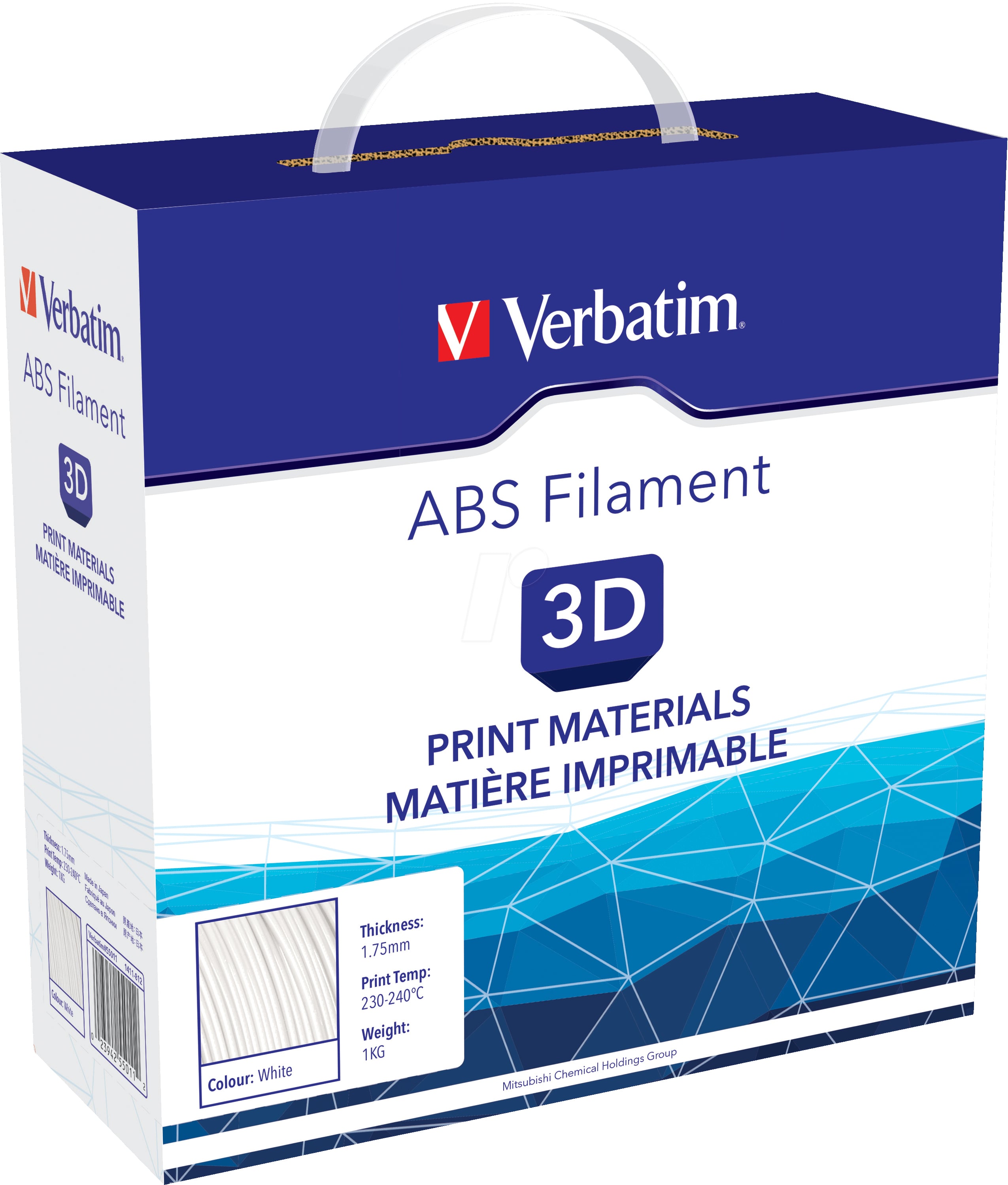 Filamento ABS Stampa 3D 1.75mm 1kg Bianco - Verbatim IC-55027