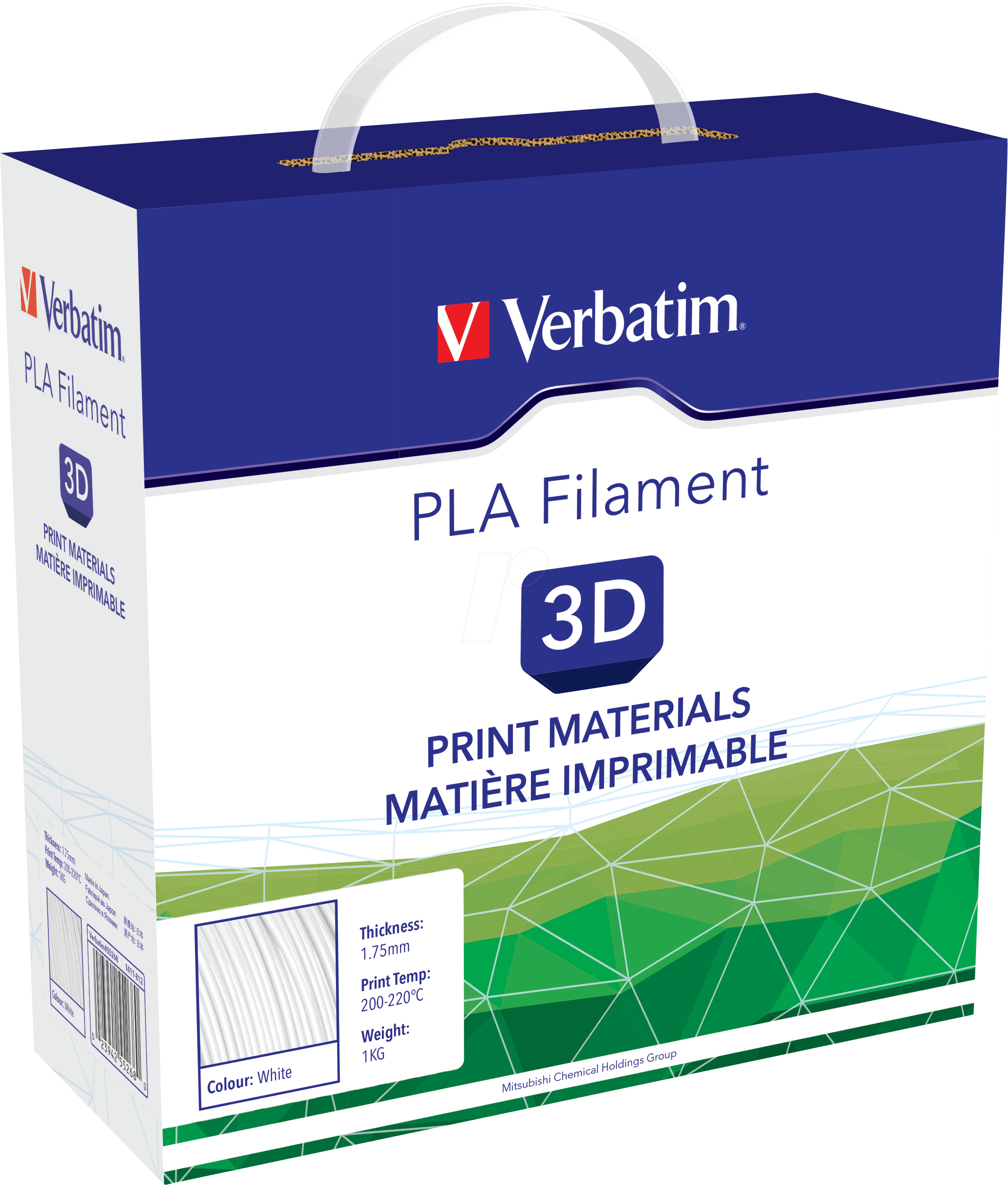Filamento PLA Stampa 3D 1.75mm 1kg Bianco - Verbatim IC-55315