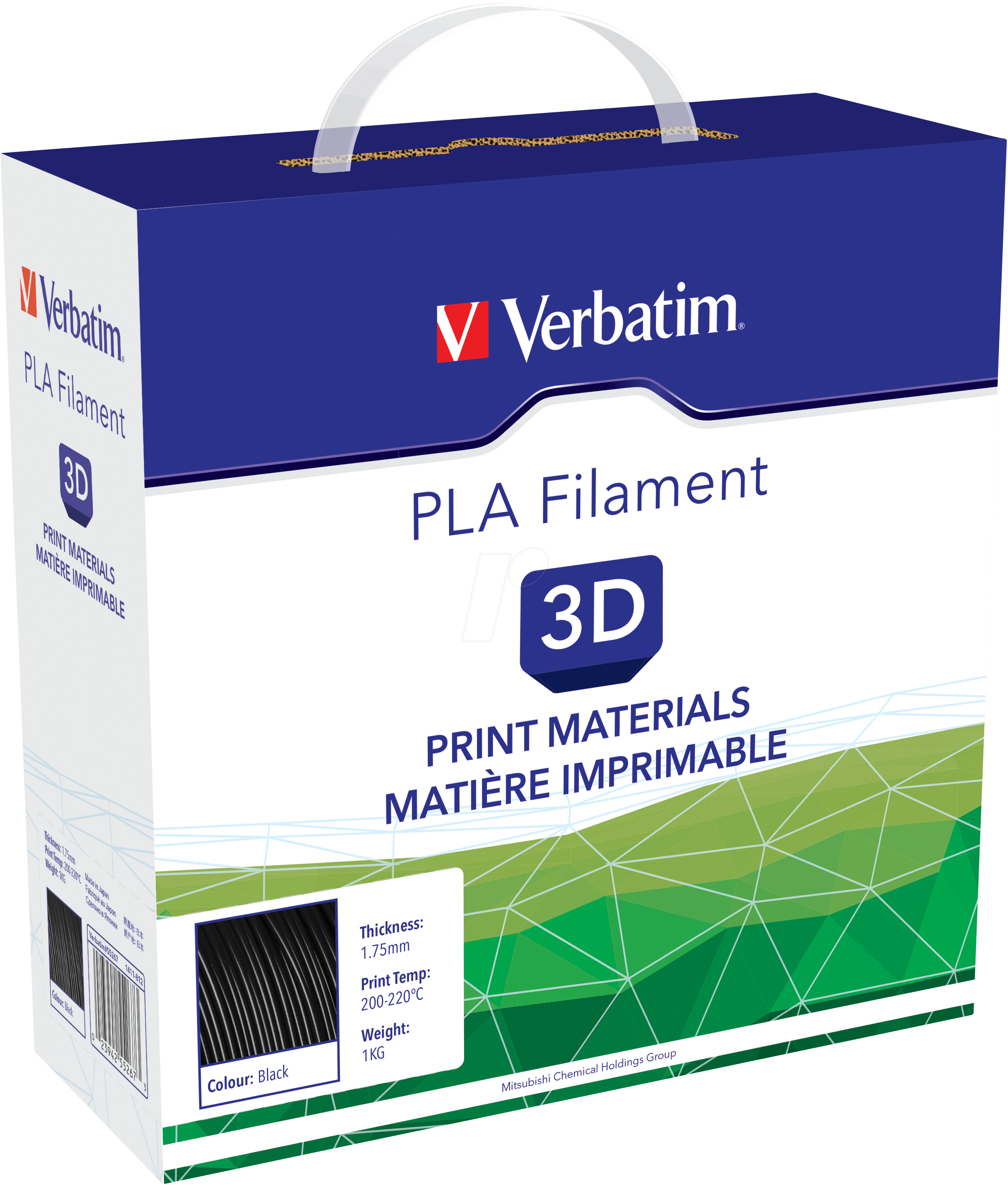 Filamento PLA Stampa 3D 1.75mm 1kg Nero - Verbatim IC-55318