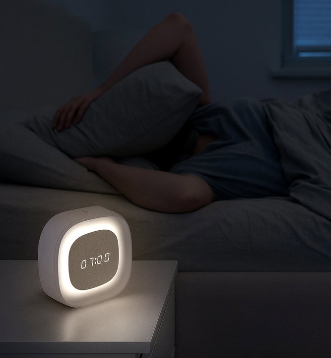 Sveglia Wireless Multifunzione con Luce Notturna Regolabile - Techly IC-CLOCK-56WH