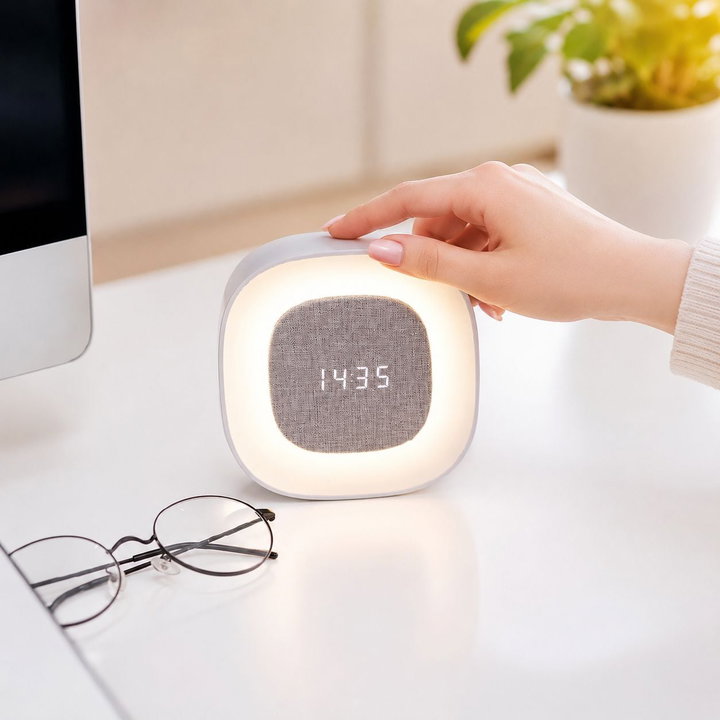 Sveglia Wireless Multifunzione con Luce Notturna Regolabile - Techly IC-CLOCK-56WH