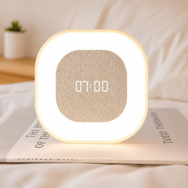 Sveglia Wireless Multifunzione con Luce Notturna Regolabile - Techly IC-CLOCK-56WH