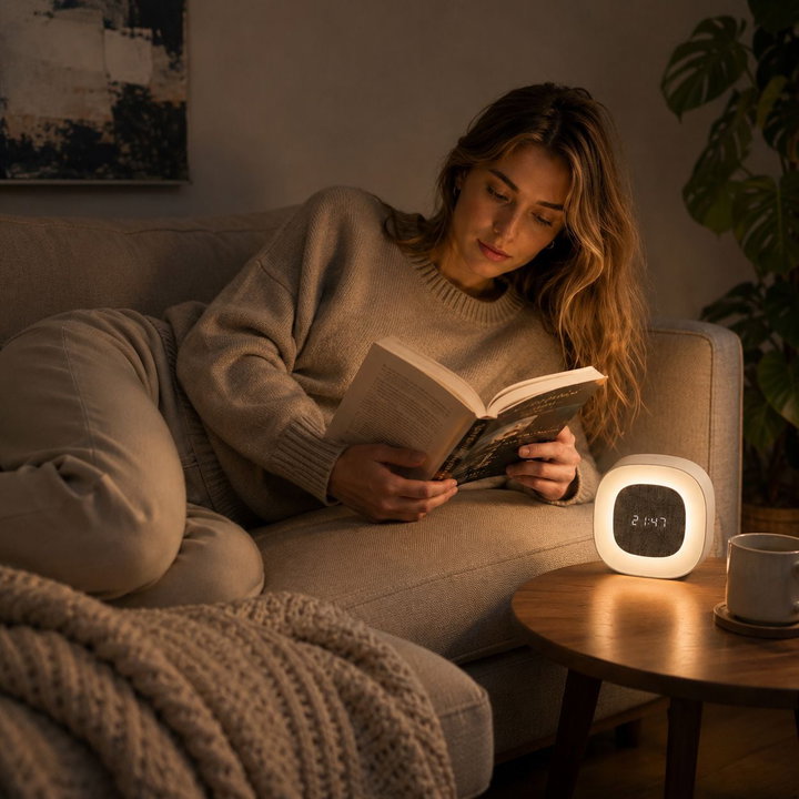 Sveglia Wireless Multifunzione con Luce Notturna Regolabile - Techly IC-CLOCK-56WH
