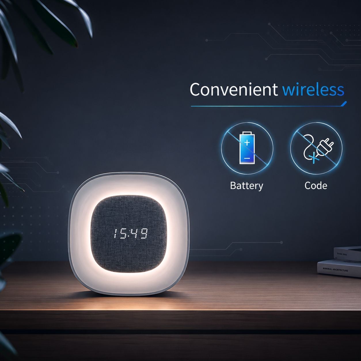 Wireless Multifunction Alarm Clock with Adjustable Nightlight - Techly IC-CLOCK- 56 WH