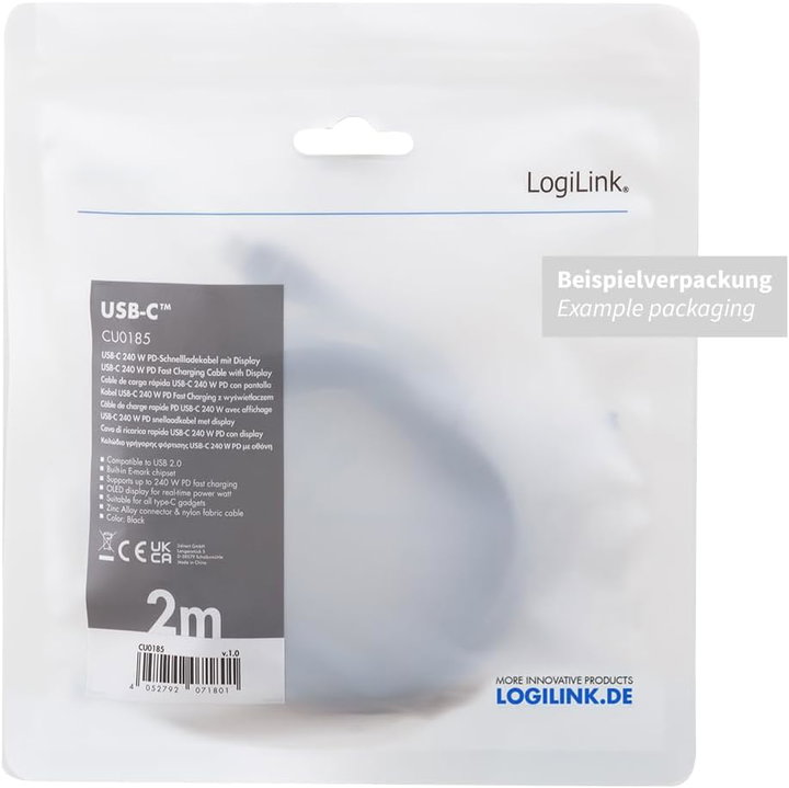 Cavo USB-C maschio/maschio E-mark PD display 1 m - Logilink IC-CU0181