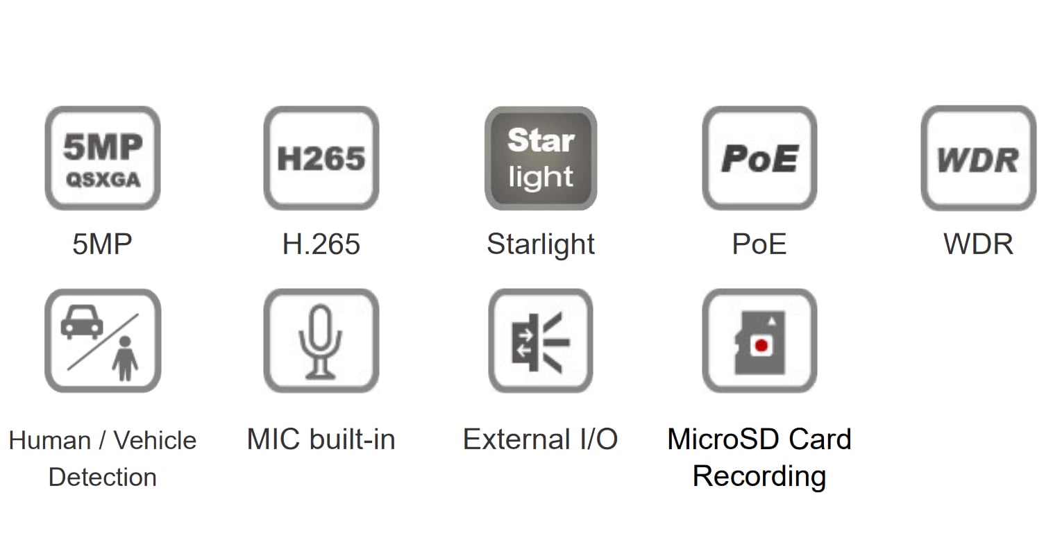 Telecamera IP Bullet IR H.265 da 5MP Rilevamento Basato su AI, DGM5106SVAT - Avtech IC-DGM5106