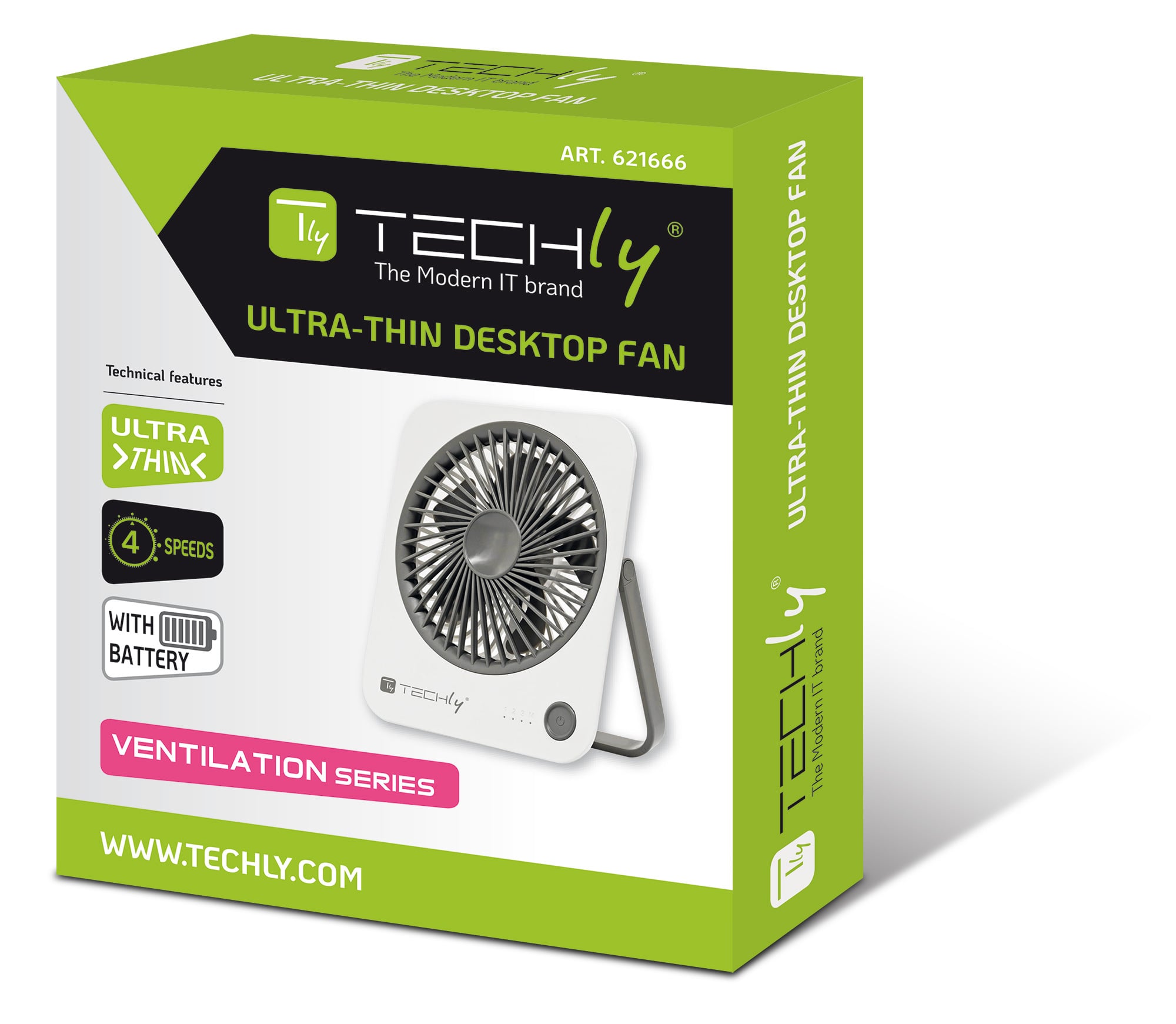 Ultra Slim Desk Fan Folding and 4 Portable Speed - Techly IC-FAN-DSK 1 WG