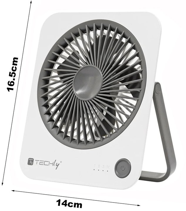 Ultra Slim Foldable Portable Desk Fan 4 Speeds - Techly IC-FAN-DSK1WG