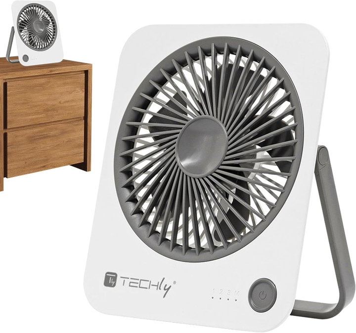 Ultra Slim Foldable Portable Desk Fan 4 Speeds - Techly IC-FAN-DSK1WG