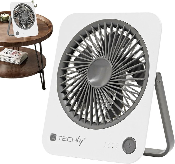 Ultra Slim Foldable Portable Desk Fan 4 Speeds - Techly IC-FAN-DSK1WG