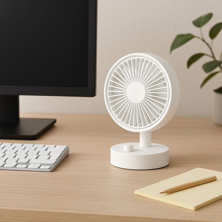 Mini rotating table fan 10 speeds USB recharge - Techly IC-FAN-DSK2W