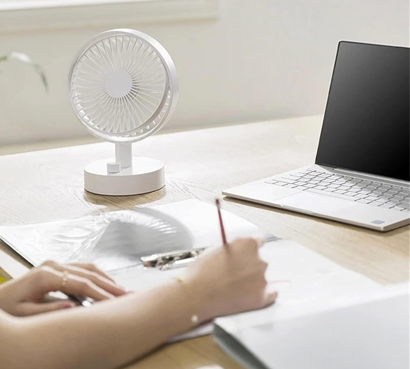 Mini Fan Rotary Table to 10 Speed USB charging - Techly IC-FAN-DSK 2 W