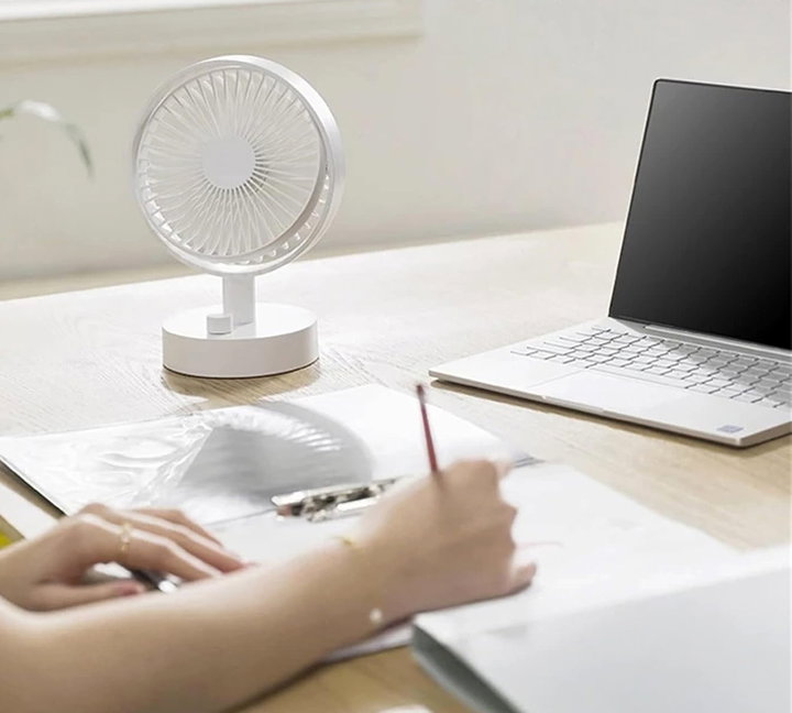 Mini rotating table fan 10 speeds USB recharge - Techly IC-FAN-DSK2W