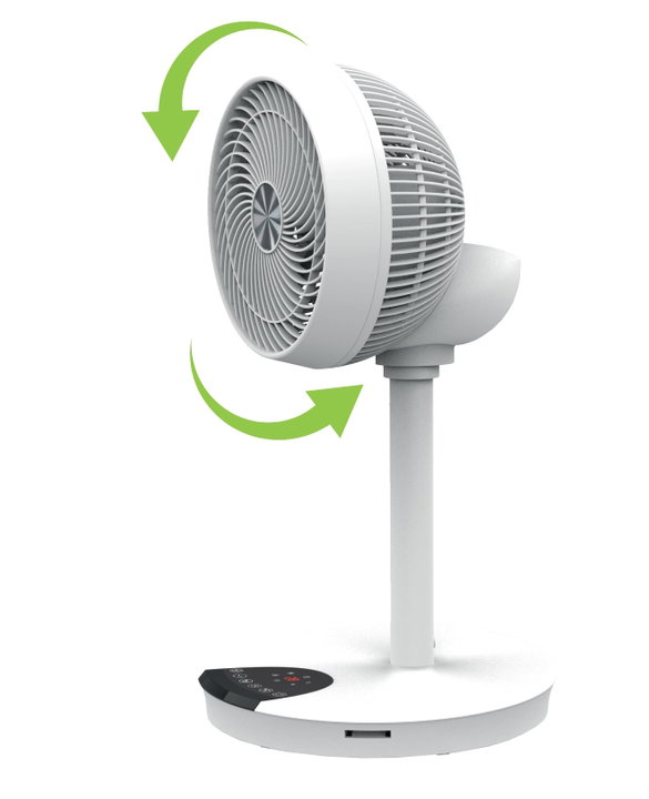 Fan 9'' 2 in 1 Floor stand 2 Heights 12 Speeds Remote control Oscillation 720° Timer - Techly IC-FAN-FLS1W