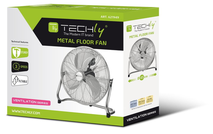 Industrial Floor Fan Diameter 45 cm 3 Power Levels - Techly IC-FAN-IND18S