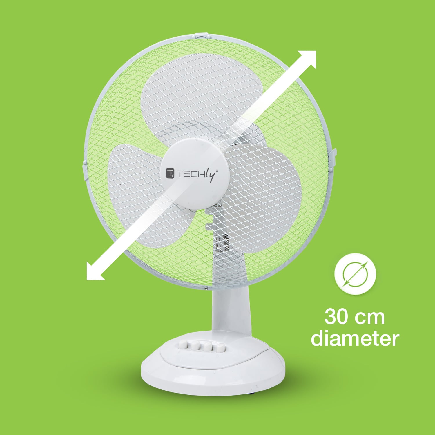 Ventilatore Rotante da Tavolo 30 cm 3 Velocità - Techly IC-FAN-TAB12W