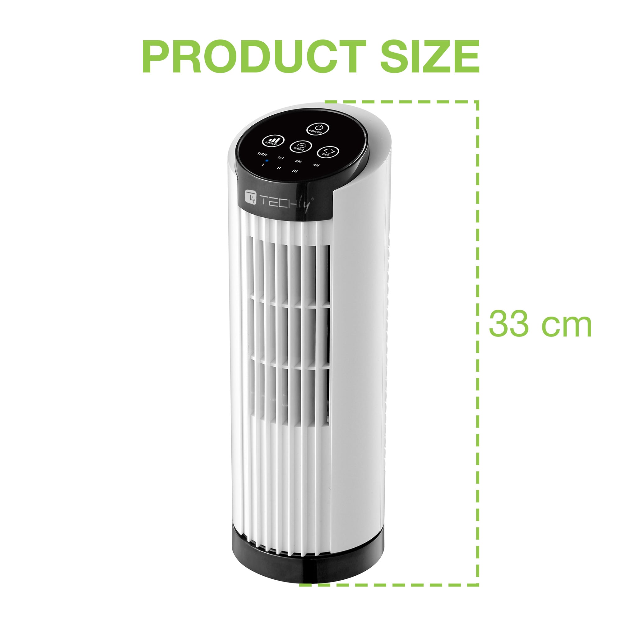 Mini Fan tower 13 ' 3 Speed with Touch Switch Reel 70 ° and Timer - Techly IC-FAN-TF 1