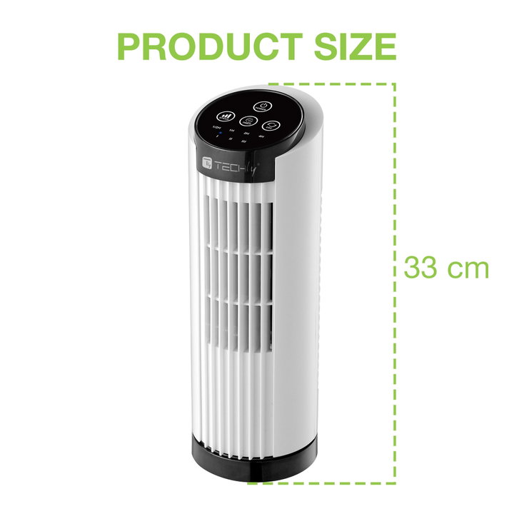 Mini Tower Fan 13'' 3 Speeds Touch Oscillation 70° Timer - Techly IC-FAN-TF1