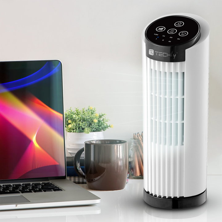 Mini Tower Fan 13'' 3 Speeds Touch Oscillation 70° Timer - Techly IC-FAN-TF1