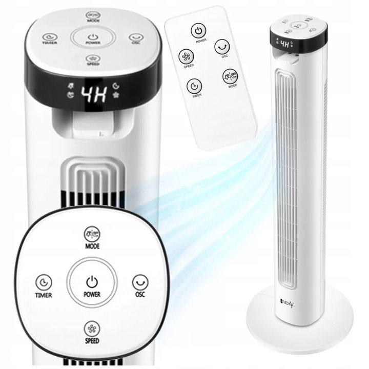 Floor Tower Fan 36'' 3 Speeds Remote Control Oscillation 75° Timer - Techly IC-FAN-TF2