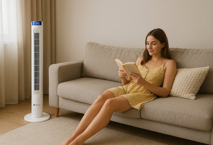 Floor Tower Fan 36'' 3 Speeds Remote Control Oscillation 75° Timer - Techly IC-FAN-TF2