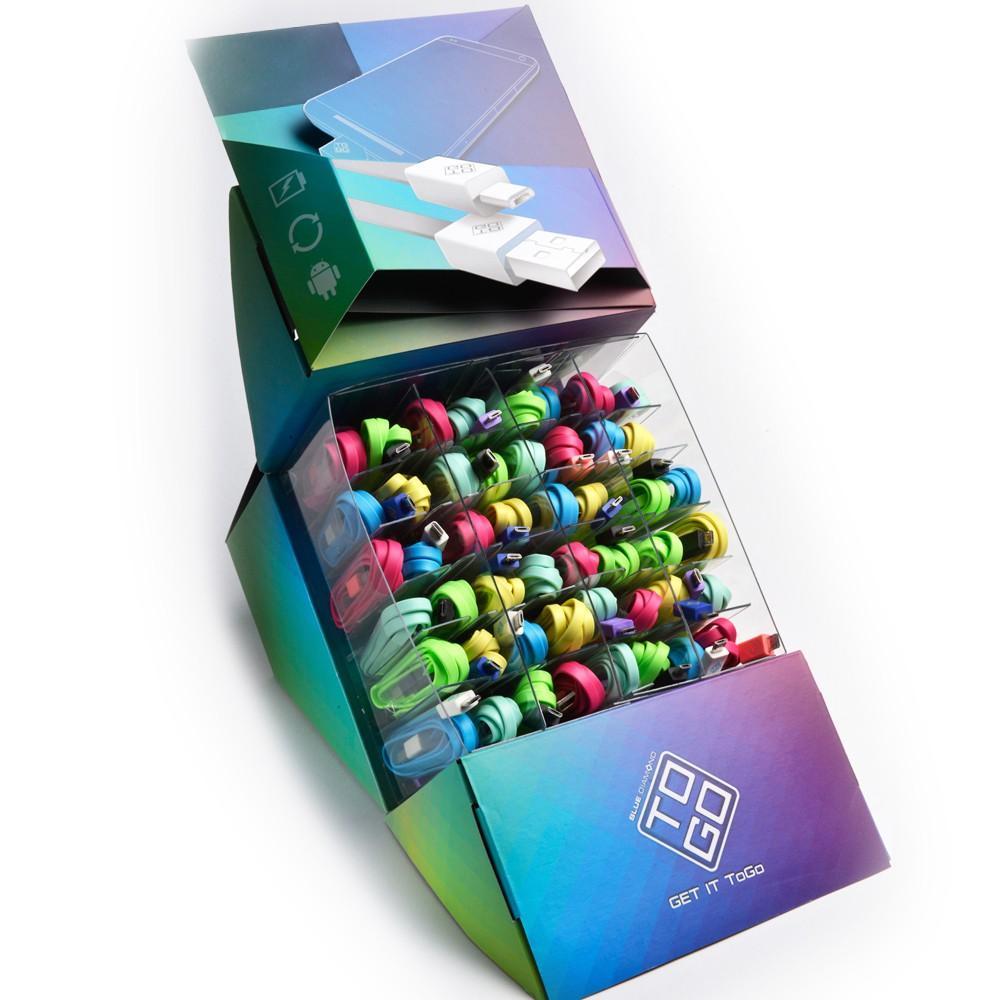 Espositore 48 Cavi Flat USB A / Micro USB B Multicolor - Bluediamond TO GO IC-GD2881X
