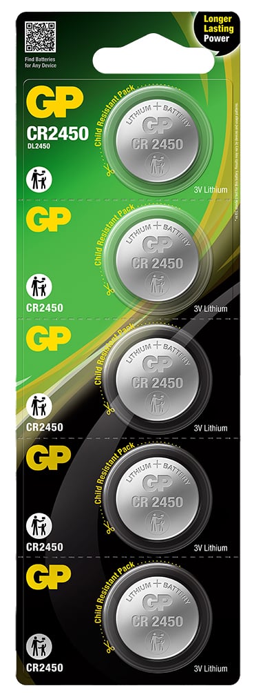 Blister 5 Lithium Button Batteries CR2450 - GP Batteries IC-GP103133